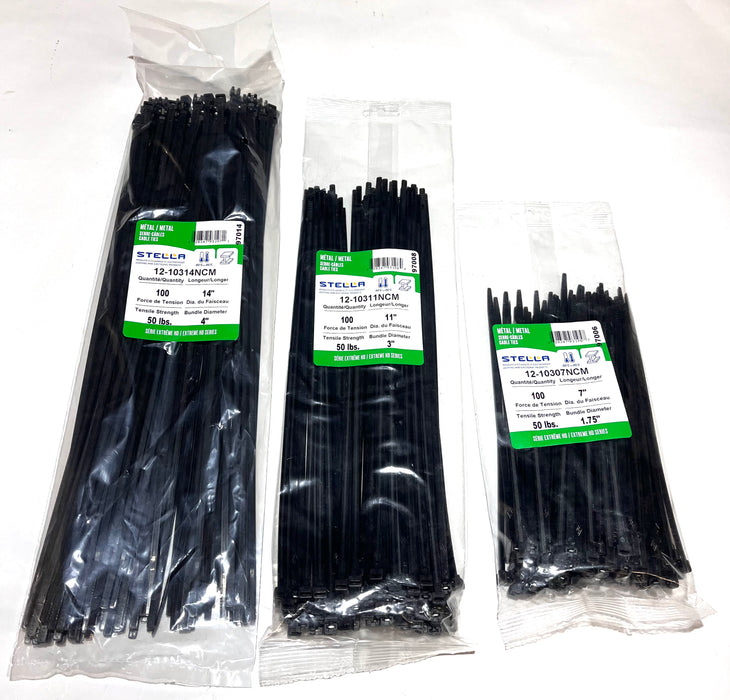 100 BLACK CABLE TIE METAL TIE 14" / 50LBS