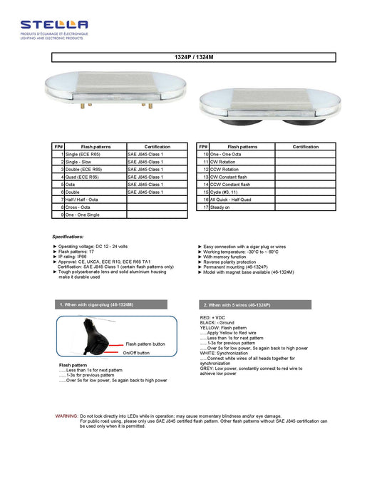 LED WARNING MICROBAR 15" 33 W MAGNETIC HP SERIES SAE CLASS 1 STELLA