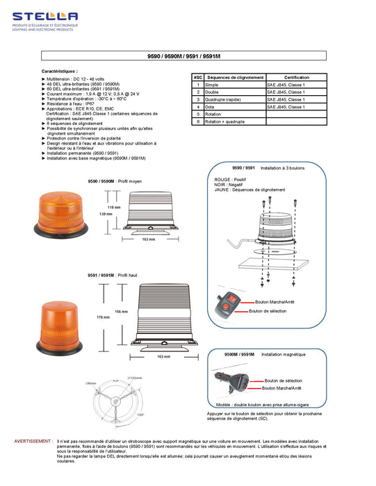 STROBOSCOPE DEL MAGNÉTIQUE PROFIL MOYEN SÉRIE XHD SAE CLASSE 1 STELLA