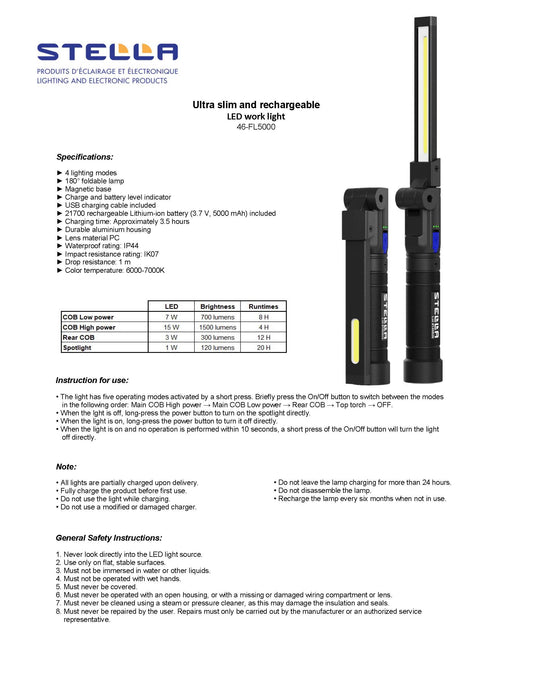 ULTRA SLIM LED WORK LIGHT 4 MODES MAGNETIC BASE HP SERIES