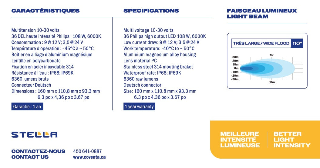 36 LED WORK LIGHT 6360 LUMENS WIDE FLOOD HIGH PERFORMANCE SERIES