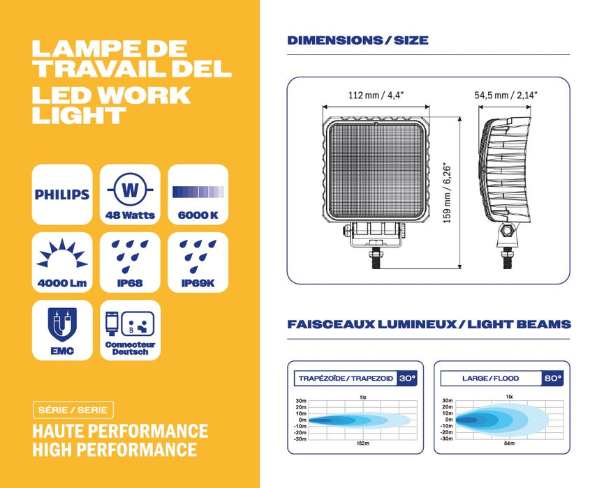 16 LED WORK LIGHT 4000 LUMENS TRAPEZOID HIGH PERFORMANCE SERIES