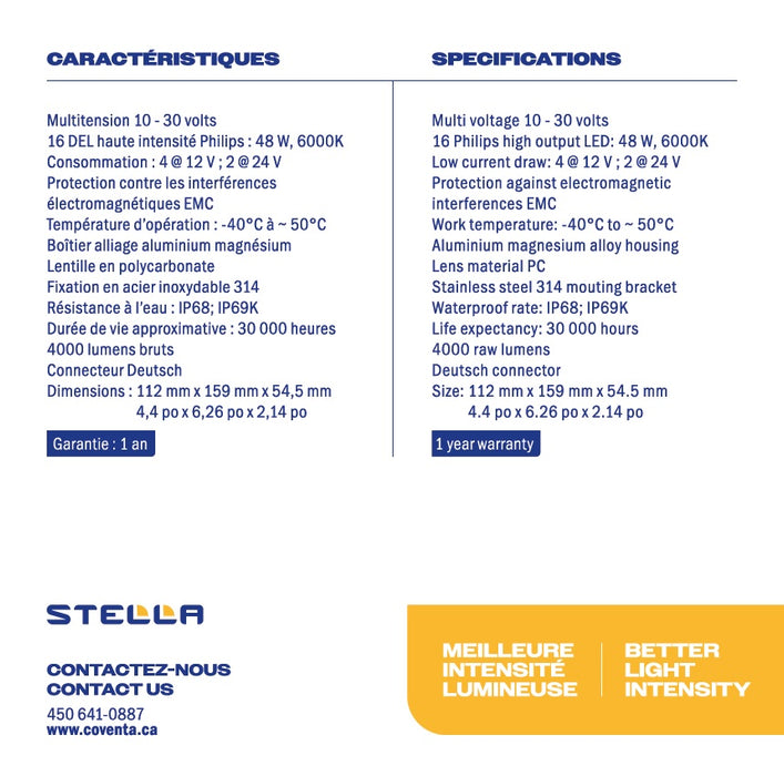 16 LED 4000 LUMENS FLOOD WORK LIGHT HIGH PERFORMANCE SERIES