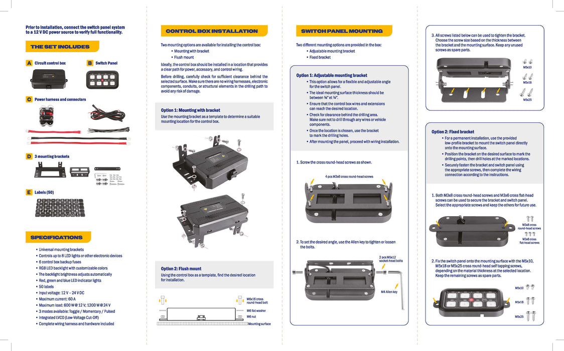 8-BUTTON SWITCH PANEL WITH CIRCUIT BREAKER HIGH PERFORMANCE SERIES