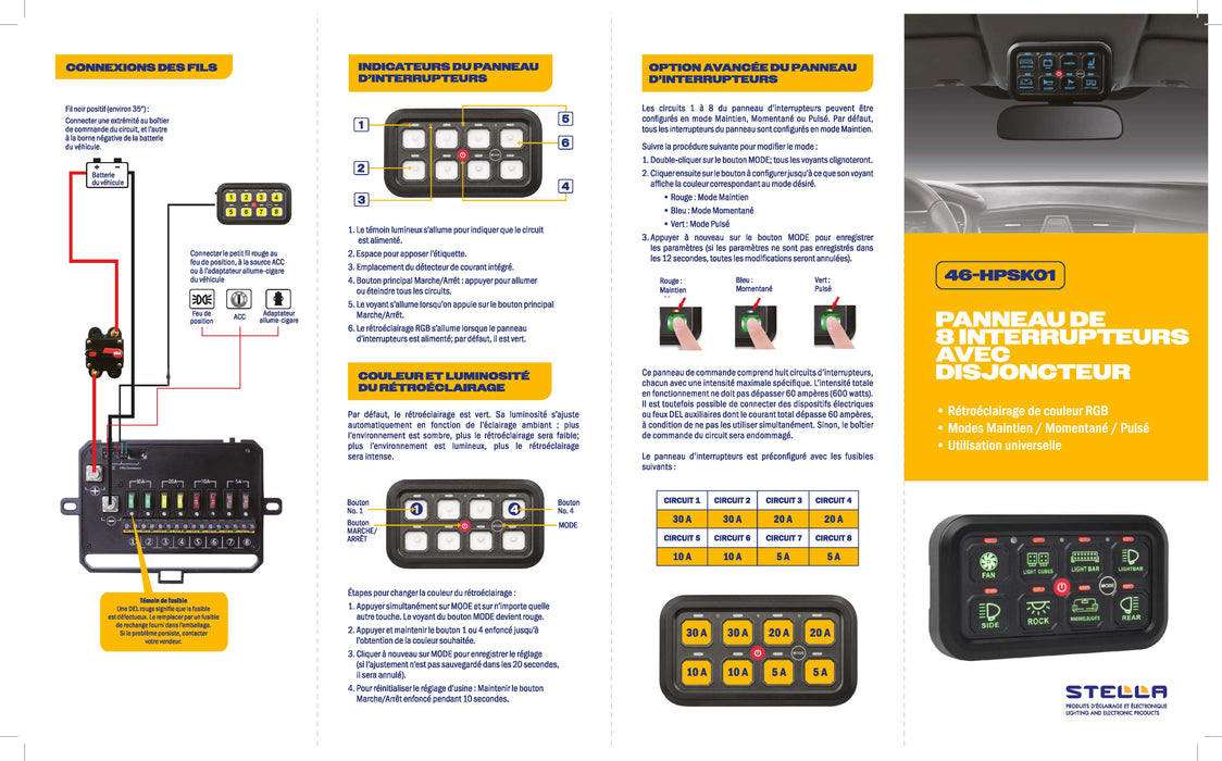 8-BUTTON SWITCH PANEL WITH CIRCUIT BREAKER HIGH PERFORMANCE SERIES