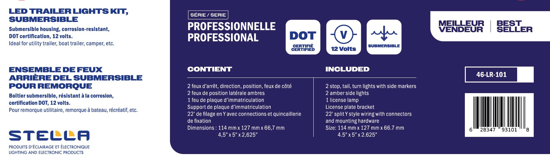 ENSEMBLE DE FEUX DEL SUBMERSIBLE POUR REMORQUE DE LA SÉRIE PROFESSIONNELLE