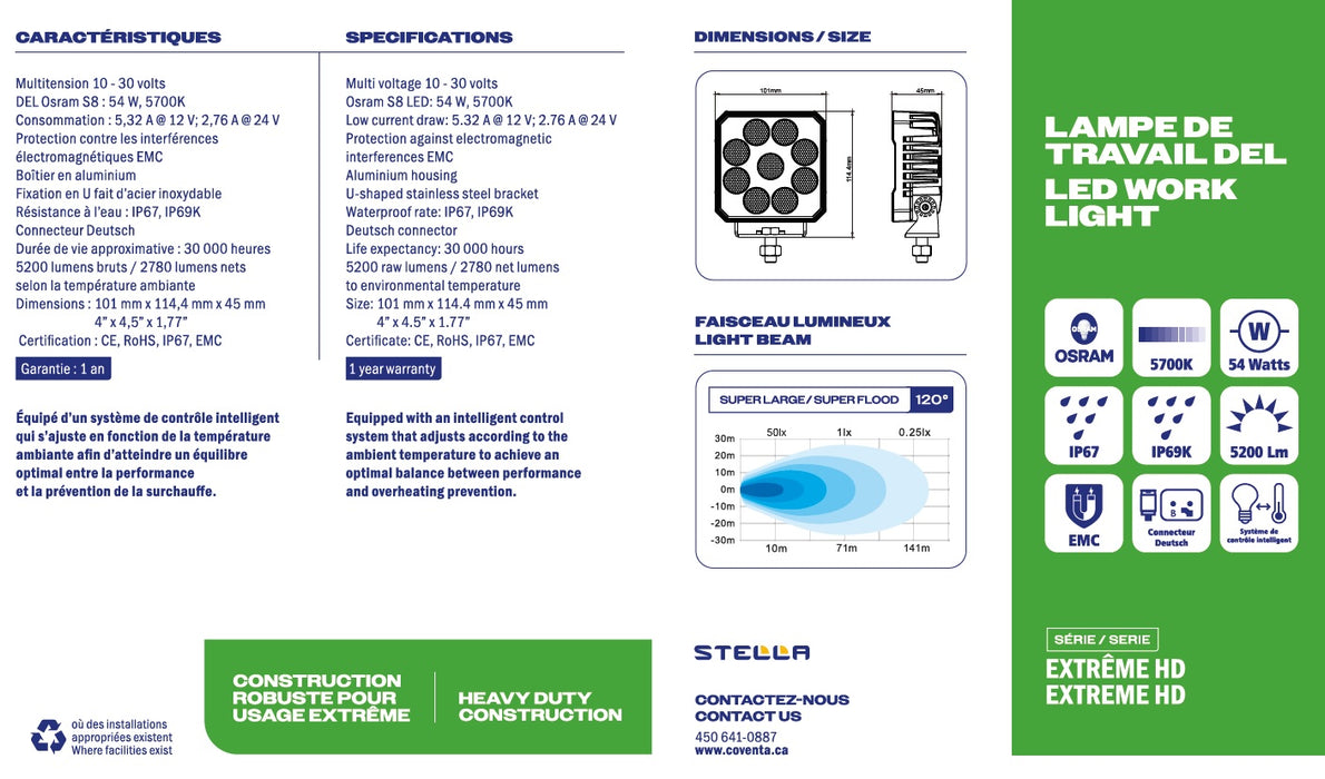 ULTRA WIDE 120° LED WORK LIGHT EXTREME HD SERIES