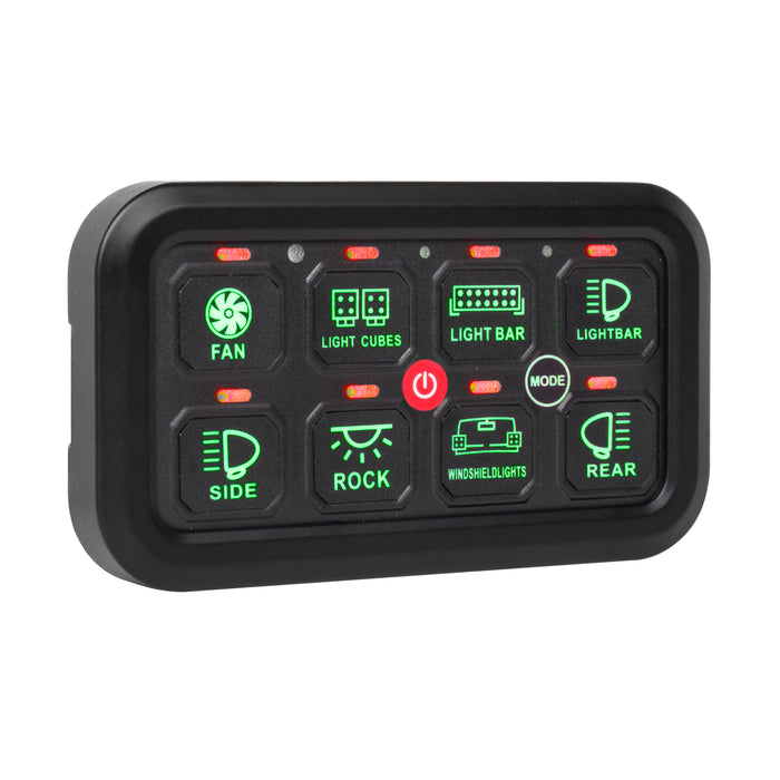 8-BUTTON SWITCH PANEL WITH CIRCUIT BREAKER HIGH PERFORMANCE SERIES