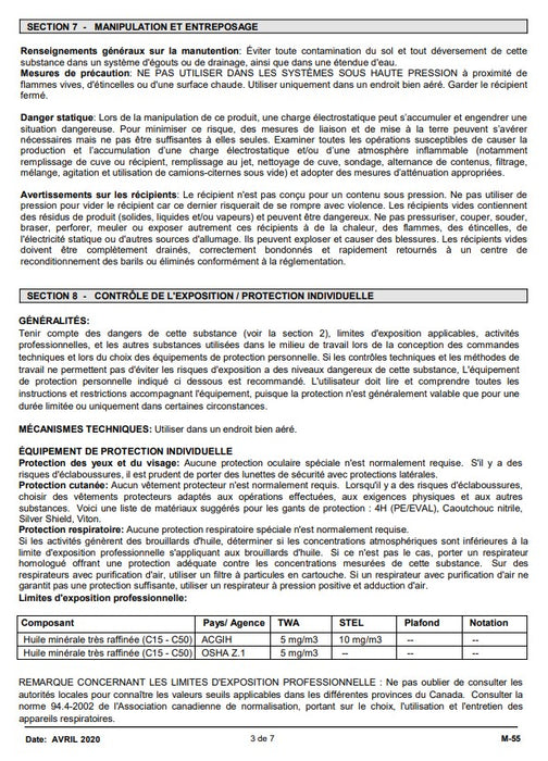 M55 INDUSTRIAL LUBRICANT (CAN)