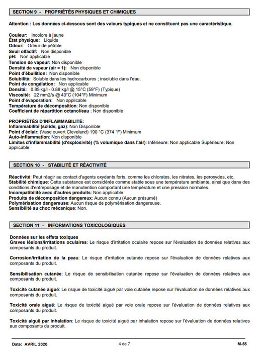 M55 INDUSTRIAL LUBRICANT (CAN)