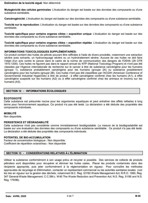 M55 INDUSTRIAL LUBRICANT (CAN)