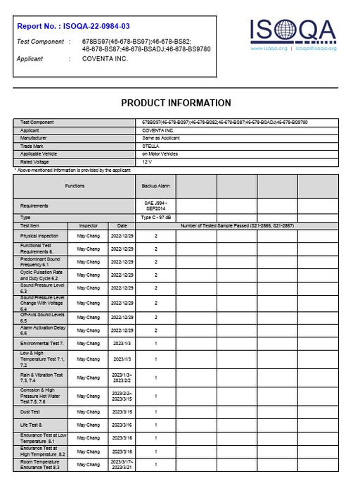 ALARME DE RECUL BRUIT BLANC 97 DB 12-80V SÉRIE HAUTE PERFORMANCE