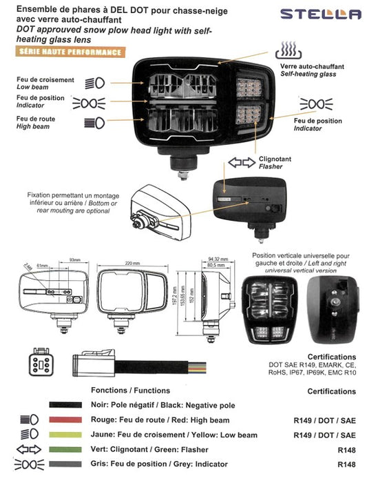 SNOWPLOW LED HEADLIGHT,EDGE SERIE,WITH HEATING LEN-RIGHT    DOT