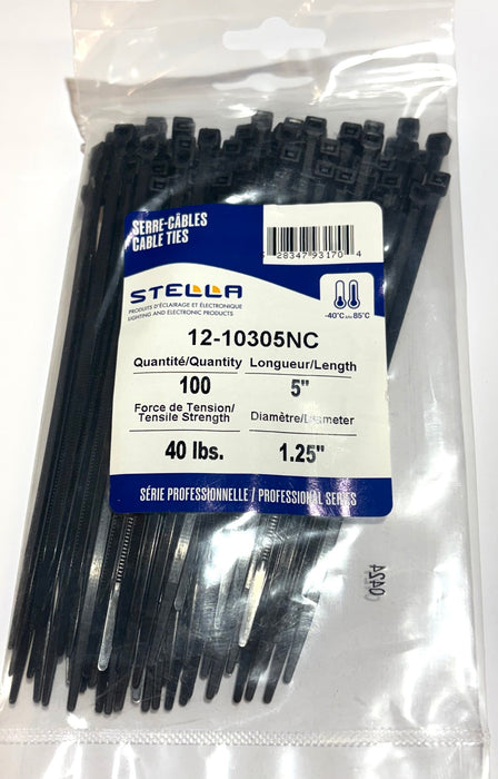 SERRE-CABLE SERIE PROFESSIONNELLE NOIR 5" 40 LB - 100 UN. (B2B) (CNUM:CQ85343744)