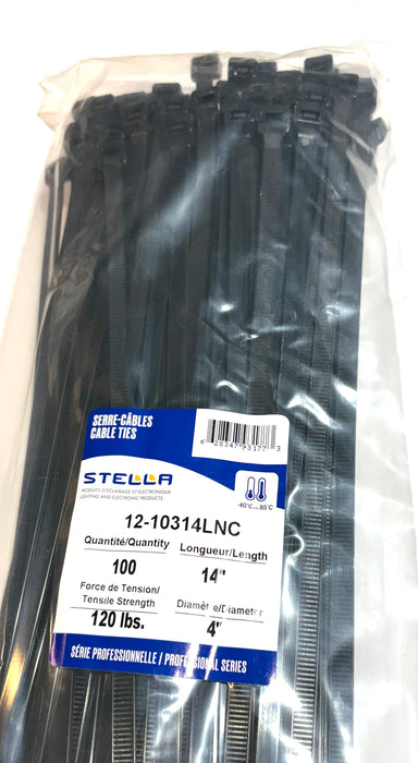 SERRE-CÂBLE NOIR 14" LARGE 120 LBS - EMBALLAGE DE 100 UNITÉS (B2B) (CNUM:CQ85343744)