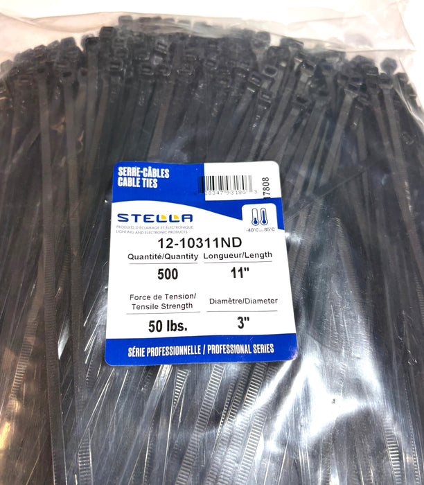 500 11'' BLACK 50 LB CABLE TIES