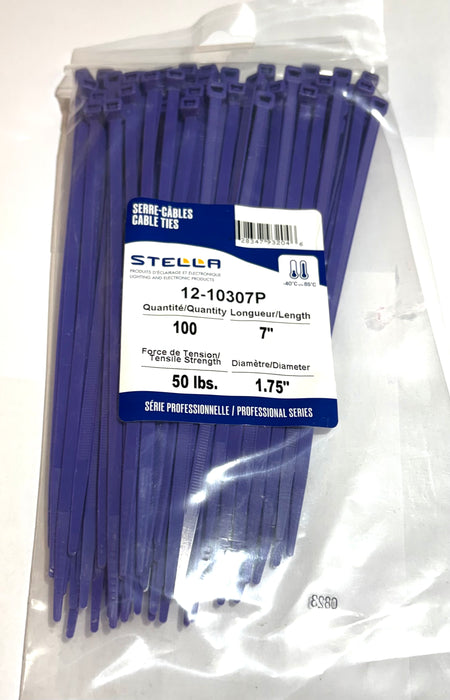 CABLE TIE, PROFESSIONAL SERIES MAUVE, 7 IN, 50 LBS, 100 UNITS