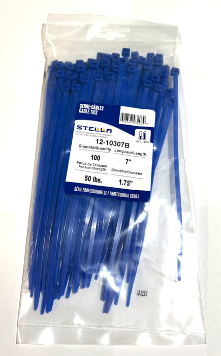 CABLE TIE PROFESSIONAL SERIES BLUE 7" 50 LB - 100 UN.