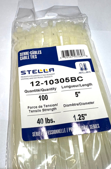 CABLE TIE PROFESSIONAL SERIES WHITE 5.5" 40 LB - 100 UN.