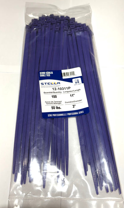 CABLE TIE, PROFESSIONAL SERIES PURPLE, 11 IN, 50 LBS, 100 UNITS
