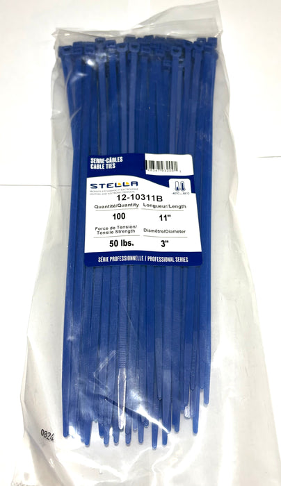 CABLE TIE, PROFESSIONAL SERIES BLUE, 11 IN, 50 LBS, 100 UNITS