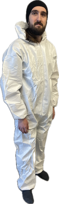 WHITE (60G) BREATHABLE MEMBRANE HOODED COVERALL LARGE