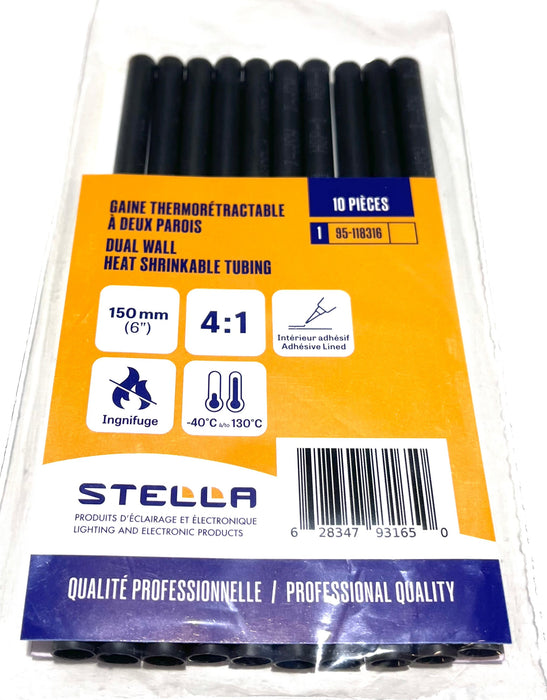 GAINE THERMORÉTRACTABLE DOUBLE PAROIS (1/8''-3/16'') 10 UNITÉS (B2B) (CNUM:4503780413)