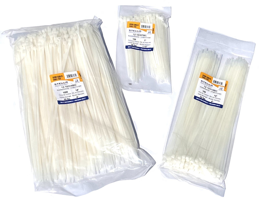 100 14'' WHITE 50 LBS CABLE TIES