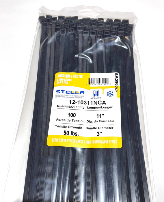 100 SERRE-CÂBLE NOIR ARCTIQUE 11'' 50 LBS (B2B) (CNUM:8197326471)