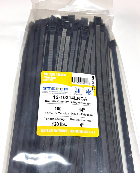 100 SERRE-CÂBLE NOIR 14'' LARGE 120 LBS ARCTIQUE (B2B) (CNUM:8197558808)
