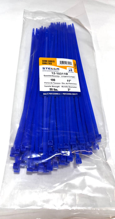 CABLE TIE, PROFESSIONAL SERIES BLUE, 11 IN, 50 LBS, 100 UNITS
