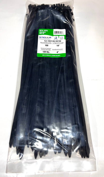 100 SERRE-CÂBLE LARGE NOIR DENT MÉTALLIQUE 14" 120 LBS (B2B) (CNUM:4182390233)