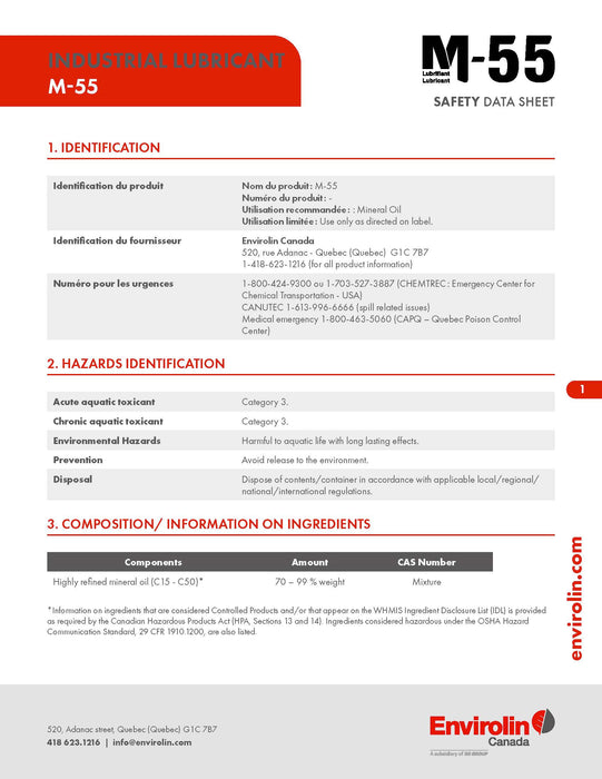 M55 INDUSTRIAL LUBRICANT (SPRAY CAN)