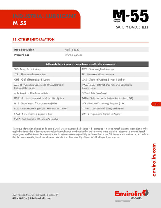 M55 INDUSTRIAL LUBRICANT (SPRAY CAN)