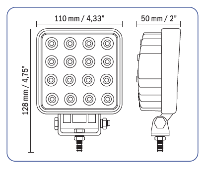 LAMPE DE TRAVAIL 16 DEL SÉRIE PROFESSIONNELLE TRAPÉZOÏDE 30° 3350 LUMENS (ANCIEN # 46-L16E48W30)