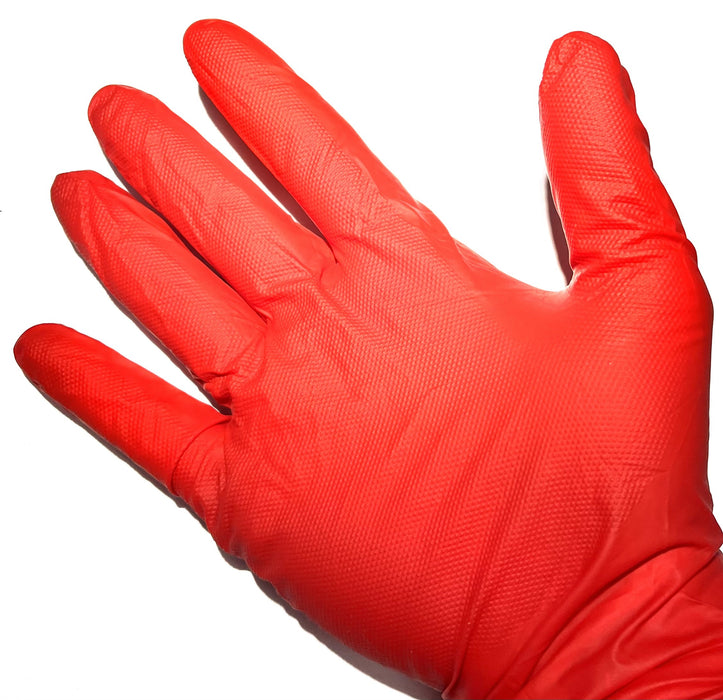 7MM NITRILE GLOVES RED GREASE BULLY