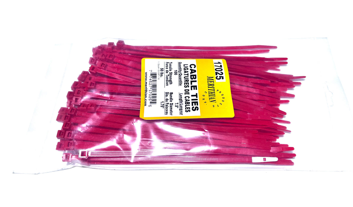 100 X 7.5''/50LB RED CABLE TIES