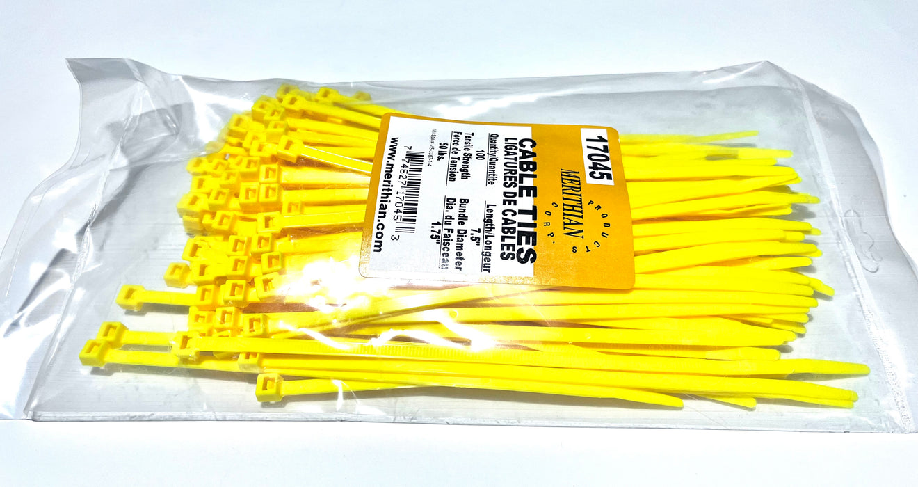 100 X 7.5''/50LB YELLOW CABLE TIES