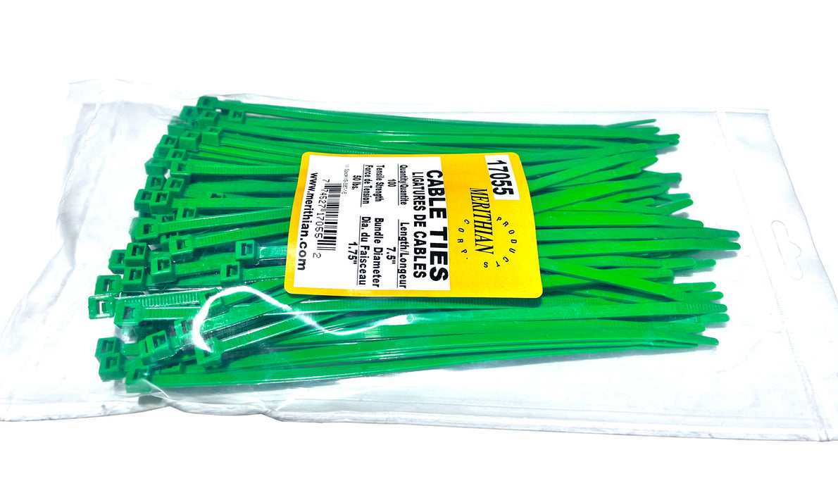100 X 7.5''/50LB GREEN CABLE TIES