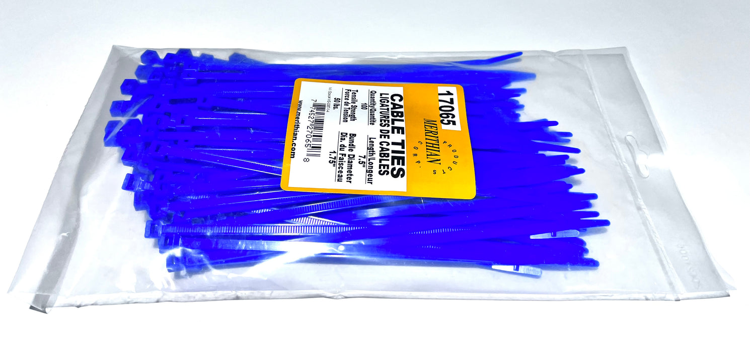 100 X 7.5''/50 LBS BLUE CABLE TIES